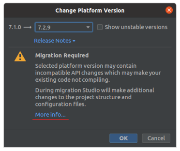platform version migration required