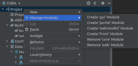 manage modules from tree